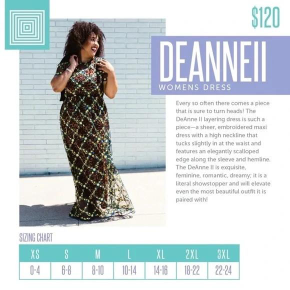 NWT LulaRoe Deanne ll embroidered overlaying maxi dress - Picture 3 of 3